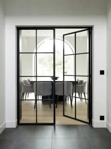 French Black Balcony Patio Door Steel Swing Crittall Door Steel Glass Saloon Windows and Doors