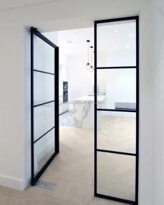French Black Balcony Patio Door Wrought Iron Swing Crittall Door Steel Glass Saloon Windows and Doors