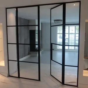 French Black Balcony Patio Door Wrought Iron Swing Crittall Door Steel Glass Saloon Windows and Doors