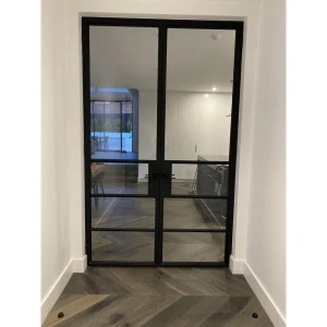 French Black Balcony Patio Door Wrought Iron Swing Steel Glass Saloon Doors