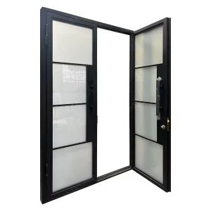 French Black Wrought Iron Swing Glass Patio Balcony Door