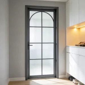 French Grille Frosted Pattern Glass Privacy Soundproof Aluminum Frame French Casement Door for Dressing Room