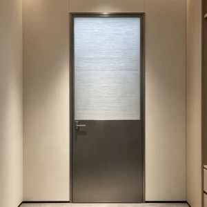 French Interior Stainless Steel Glass Door Black Metal Frame Grid Tempered Glass Swing Door for Villa Room