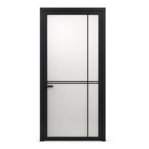 French Minimalist Aluminum Glass Door Ultra Narrow Frame Water Resistant Interior Entrance Door Hidden Hinges Bathroom Bedroom