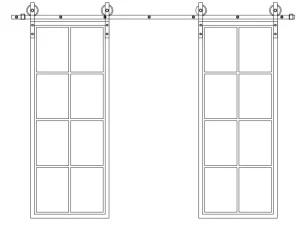 French Modern Barn Door Sliding Manual Apartment Interior Galvanized Steel Tempered Glass Windproof Customized Size