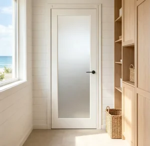 French Modern Frosted Glass Flat Panel Interior Door Privacy Light Transmitting Design for Villa