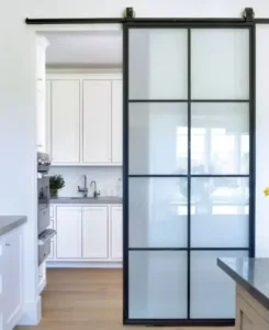 French Sliding Barn Door Black Metal Glass Internal Door For Apartment Use Manual Opening Decoration Friendly Competitive Price