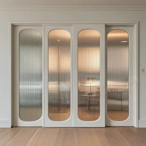 French Solid Wood Glass Sliding Door Waterproof Interior Door for Kitchen Study Balcony Bedroom Bathroom