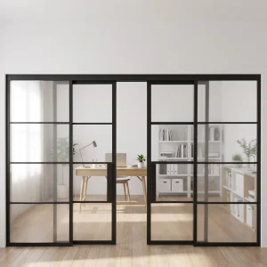 French Steel Sliding Door with Windproof Double Glazed Tempered Glass for Living Room Villa Interior or Exterior