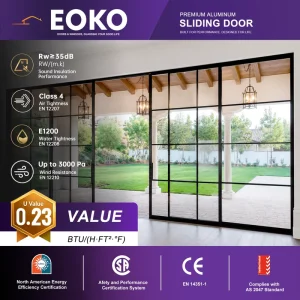 French Style Aluminum Sliding Door EN 14351 Certified Frosted Double Glass Interior Sliding Glass Door For Hotel Bedrooms