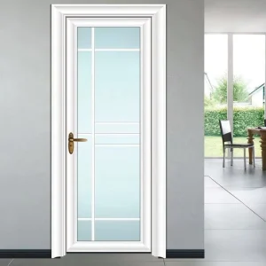French Style Double Glazed Frosted Glass Aluminum Swing Door