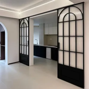 French-Style Hidden Ultra-Narrow Aluminum Alloy Glass Sliding Door Partition for Kitchen, Balcony, and Living Room