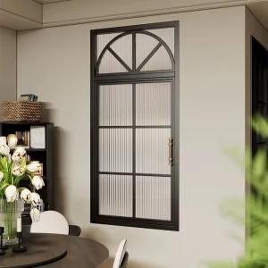 French-Style Vintage Wrought Iron Door and Window Set with Tempered Glass Steel Frame, Model 9, Swing or Sliding