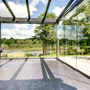 French Style Waterproof Glass Aluminum Frameless Sliding Door for Balcony Patio