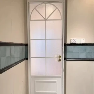 French Style White Aluminum Alloy Interior Door Arch Frosted Glass Classic Grid Design Water Resistant Bedroom Entry Door for