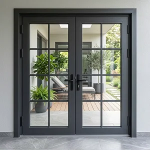 French Vintage Decorative Grid Interior Partition Swing Door with Soundproof Thermal-Break Aluminum Glass