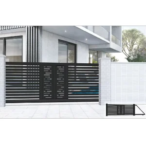Fretwork Aluminum Alloy Automatic Suspended Cantilever Sliding Gate for Villa, Garden, Hotel, Warehouse
