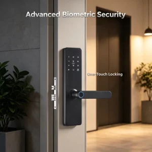 Front Door Smart Lock with Anti-Violent Break Protection and Mechanical Key Backup for Residential Doors