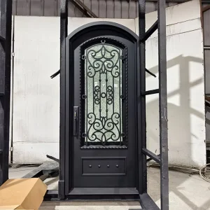 Front Entry Door Classical Design Single Wrought Iron Door for House