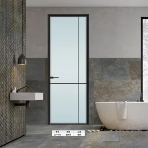 Frosted Glass Aluminum Flat Panel Interior Swing Door with Keyless Entry, Soundproof and Privacy Tinted Glass