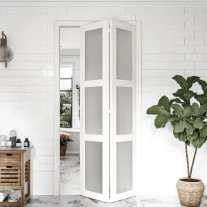 Frosted Glass Bifold Folding Door, Waterproof Interior Accordion Door for Small Modern Bathrooms