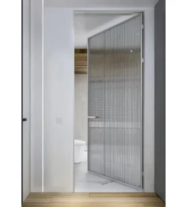 Frosted Glass Door Aluminum Alloy High Transparent Waterproof Moisture Proof Modern Interior Design Easy Cleaning