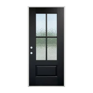 Frosted Glass French Style Half-Glass Insert Metal Security Front Door