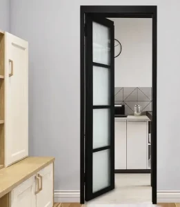 Frosted Glass Indoor Aluminum Casement Door for Kitchen Bathroom Entry Hotel Interior Use