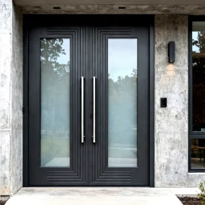 Frosted Glass Modern Double Aluminum Entry Door Front Exterior Door Apartment Security Door