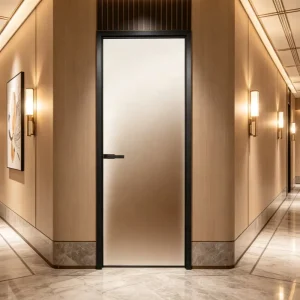 Frosted Glass Panel Interior Door for Bathroom Toilet Bedroom Hotel Kitchen Aluminum Side Opening Swing Glass Door