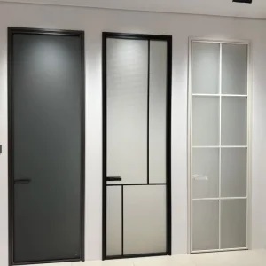 Frosted Glass Waterproof Narrow Aluminum Alloy Swing Door for Household Bathrooms and Toilets
