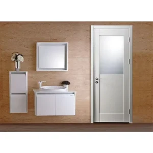 Frosted Glass White Internal Door for Bathrooms Customized Casement Door PVC