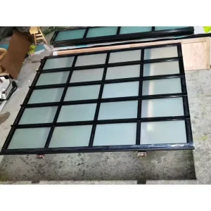 Frosted Tempered Glass Garage Door with Privacy Panel and Ultra-Slim Aluminum Frame