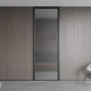 Frosted Tempered Glass Interior Bathroom Door with Anti-Peep Translucent Effect for Small Windowless Restrooms