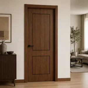Full Laminated Wrapped Door with Custom Carved Patterns and Black Edge Lines