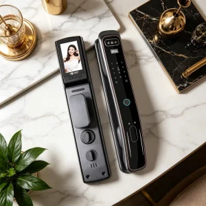 Fully Automatic Aluminum Alloy Smart Door Lock DF8 with Fingerprint, Remote Video Intercom, Memory Card and App Control