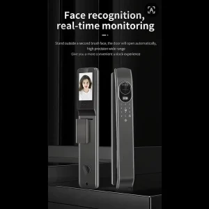 Fully Automatic Smart Door Lock with Palm Vein, Face Recognition, Video Intercom, WiFi, Fingerprint, RFID, and Aluminum Deadbolt for Villa