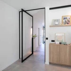 Fully Custom Modern Aluminum Pivot Door Bespoke Size Finish Glazing for Dining Bathroom