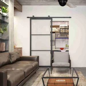 Glass Sliding Door with Steel Frame for Bathroom, Kitchen, and Apartment