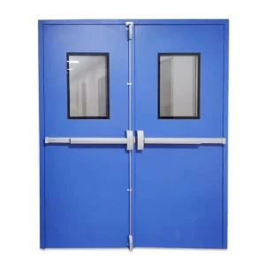 Glass Steel Wood Swing Door Hermetic Dust Proof Workshop Use Fire Prevention Anti Theft Design Hospital Experiments Postmodern
