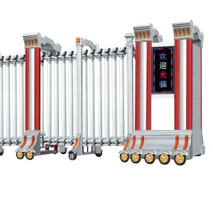 Gray Aluminum Alloy Automatic Fold Gate Wireless Remote Control with LED Screen Graphic Design for Industrial Outdoor Use