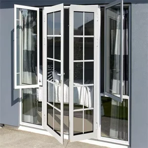 Grids Black White Frame Balcony Swing Sliding Bi folding Door
