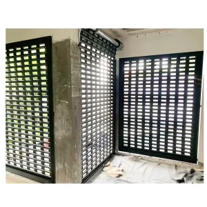 Grill Roll-Up Door Security Remote and Manual Porous Steel Roller Shutter Mesh Roll-Up Gate Clear Security Shutters