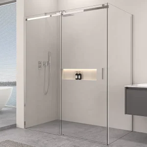 Guangdong Guangzhou Shower Room Chrome Frame 8mm Tempered Glass Frameless Sliding Door