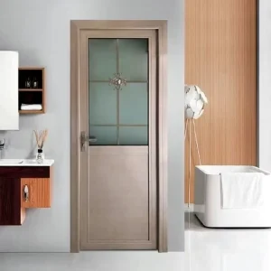 Bathroom and Kitchen Half-Glass Half-Panel Single-Leaf Door with Double-Layer Tempered Glass