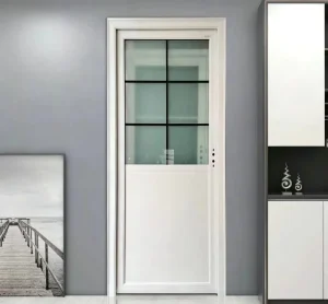 Half-Glass Half-Panel Titanium-Magnesium Alloy Double-Pane Tempered Glass Door for Bathrooms and Kitchens