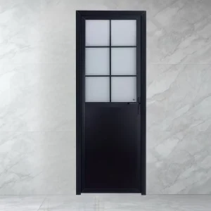 Half-Glass Half-Panel Titanium-Magnesium Alloy Double-Pane Tempered Glass Door for Bathrooms and Kitchens