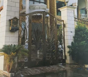 Handmade Forged Iron Courtyard Gate, 3D Modeling, Heat Treated, Anti-Slip, Waterproof