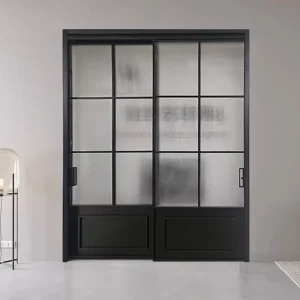 Heat-Insulating Chinese-Style Aluminum Alloy Sliding Glass Doors Windproof for Interior Living Room Hall Bathroom