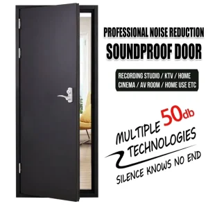 Heavy-Duty Acoustic Fire-Rated Steel Soundproof Door with Minimalist Side Opening for Recording Studios, Drum Rooms, and Piano Rooms